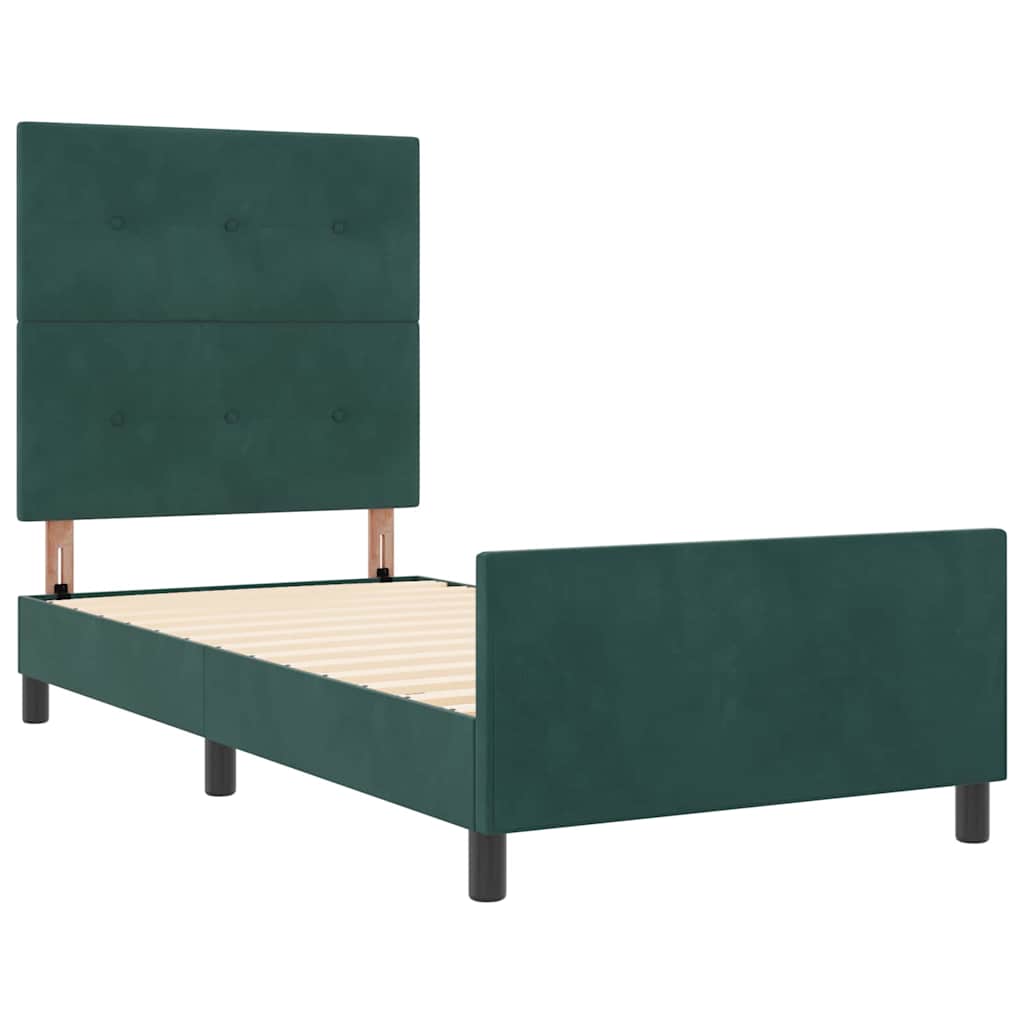 Krevet s opruga kutije Tamnozelena 100 x 200 cm Baršun