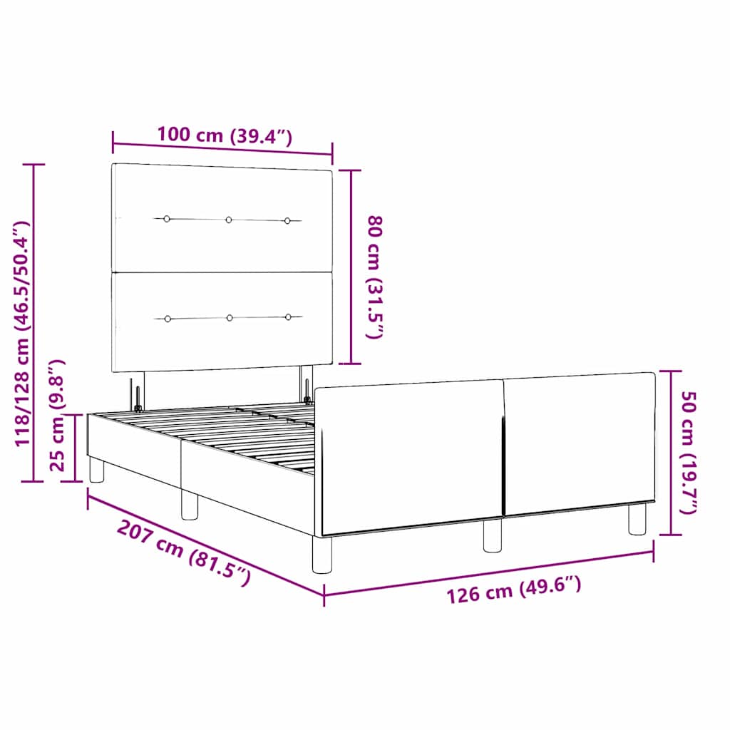 Krevet s opruga kutije s uzglavljem Crna 120 x 200 cm Baršun