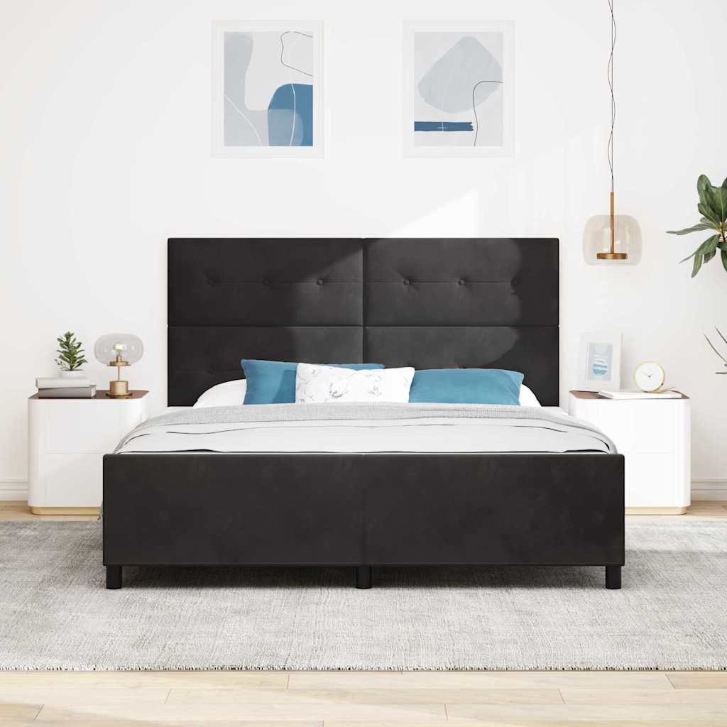 Krevet s opruga kutije s uzglavljem Crna 180 x 200 cm Baršun