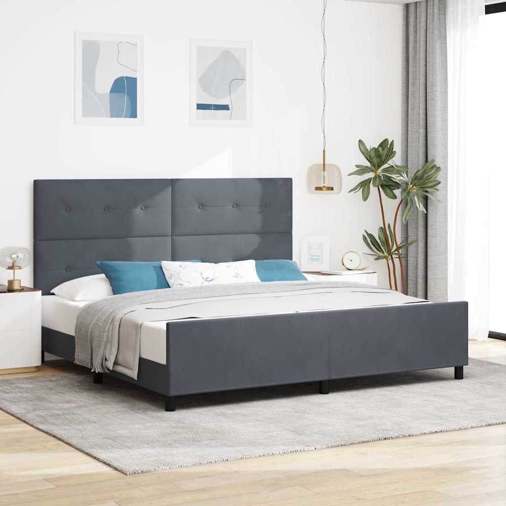 Krevet s opruga kutije Tamno siva 200 x 200 cm Baršun