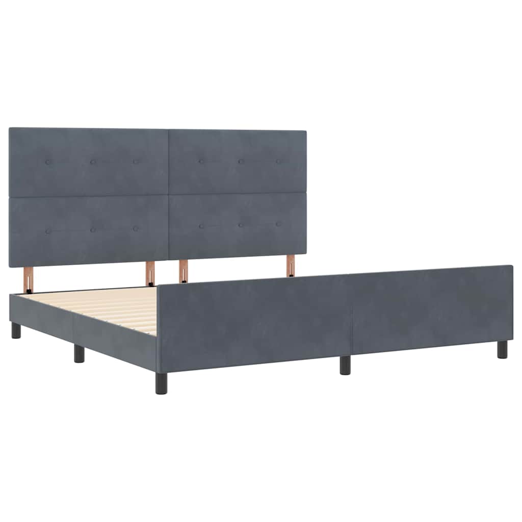 Krevet s opruga kutije Tamno siva 200 x 200 cm Baršun