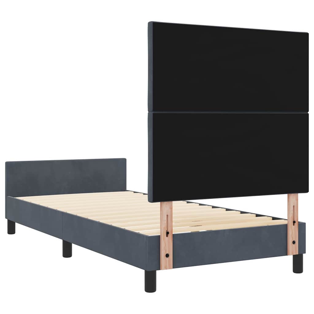 Krevet s opruga kutije Tamno siva 90 x 200 cm Baršun