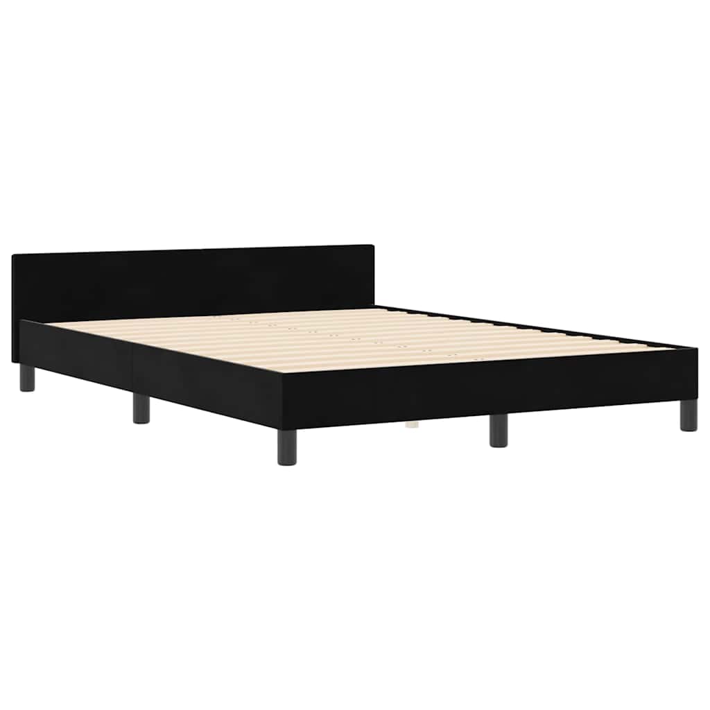 Krevet s opruga kutije s uzglavljem Crna 140 x 190 cm Baršun