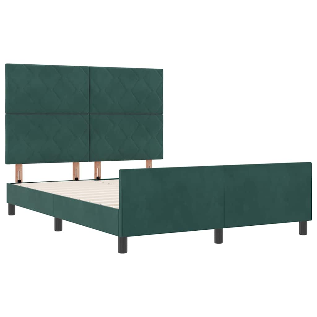 Krevet s opruga kutije Tamnozelena 140 x 190 cm Baršun