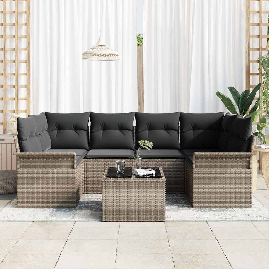Sjedeća garnitura za vrt 7 pcs Siva 55 x 55 x 37 cm poliratan