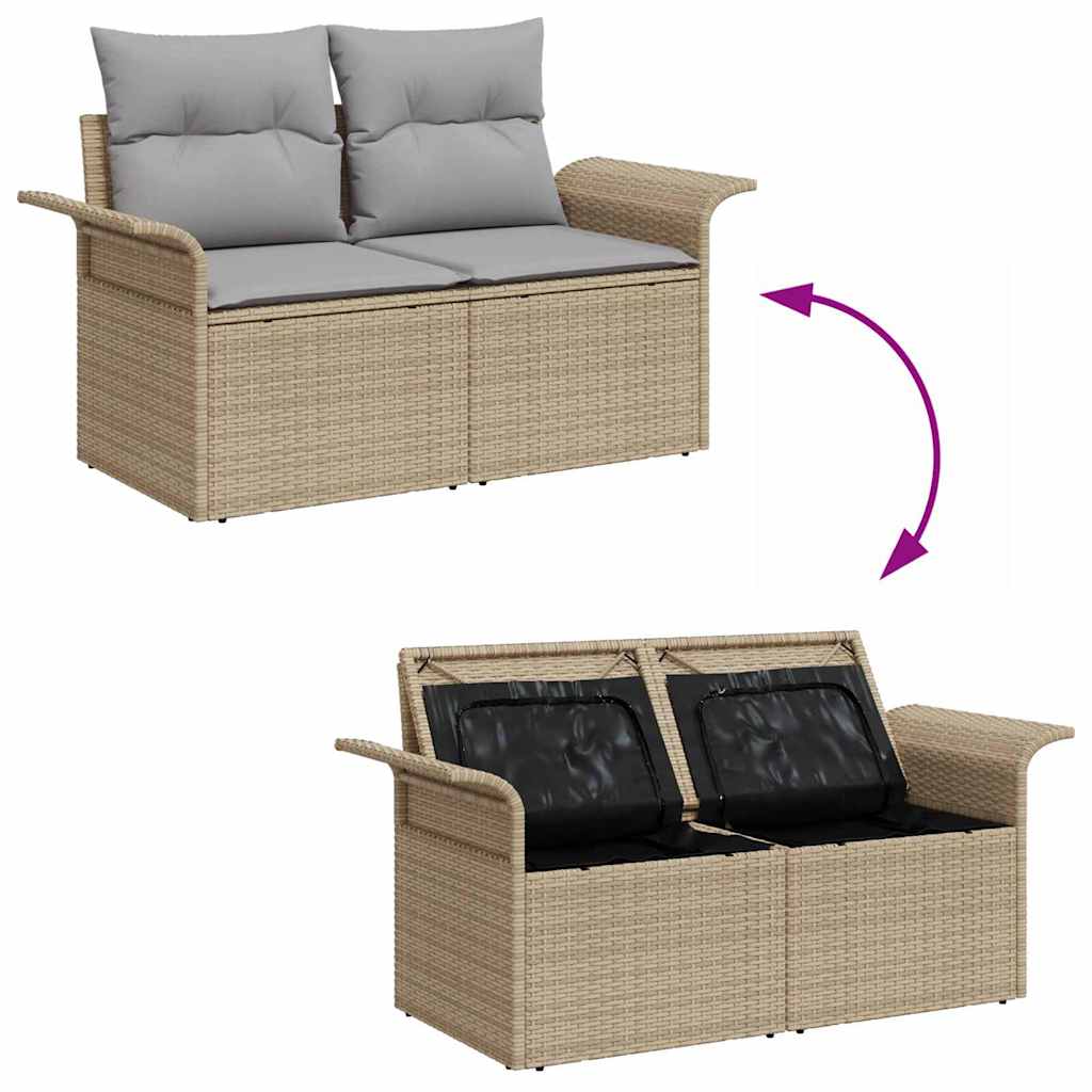Sjedeća garnitura za vrt s jastukom 9 pcs Bež i siva poliratan