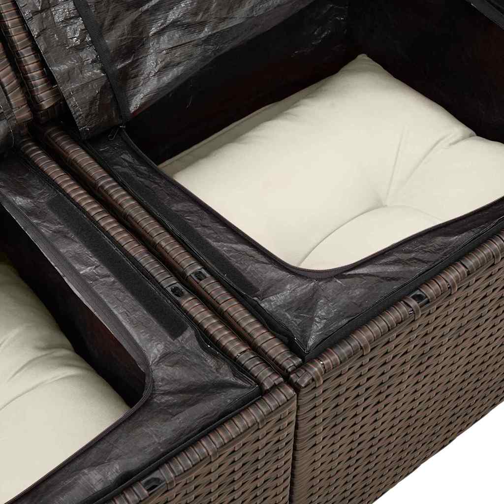 Sjedeća garnitura za vrt s jastukom 4 pcs Smeđa Poli ratan