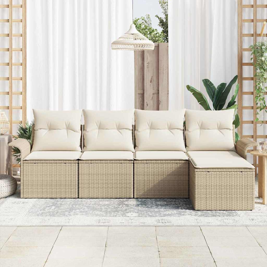 Sjedeća garnitura za vrt 5 kom. Bež poliratan 251 x 117 x 69 cm