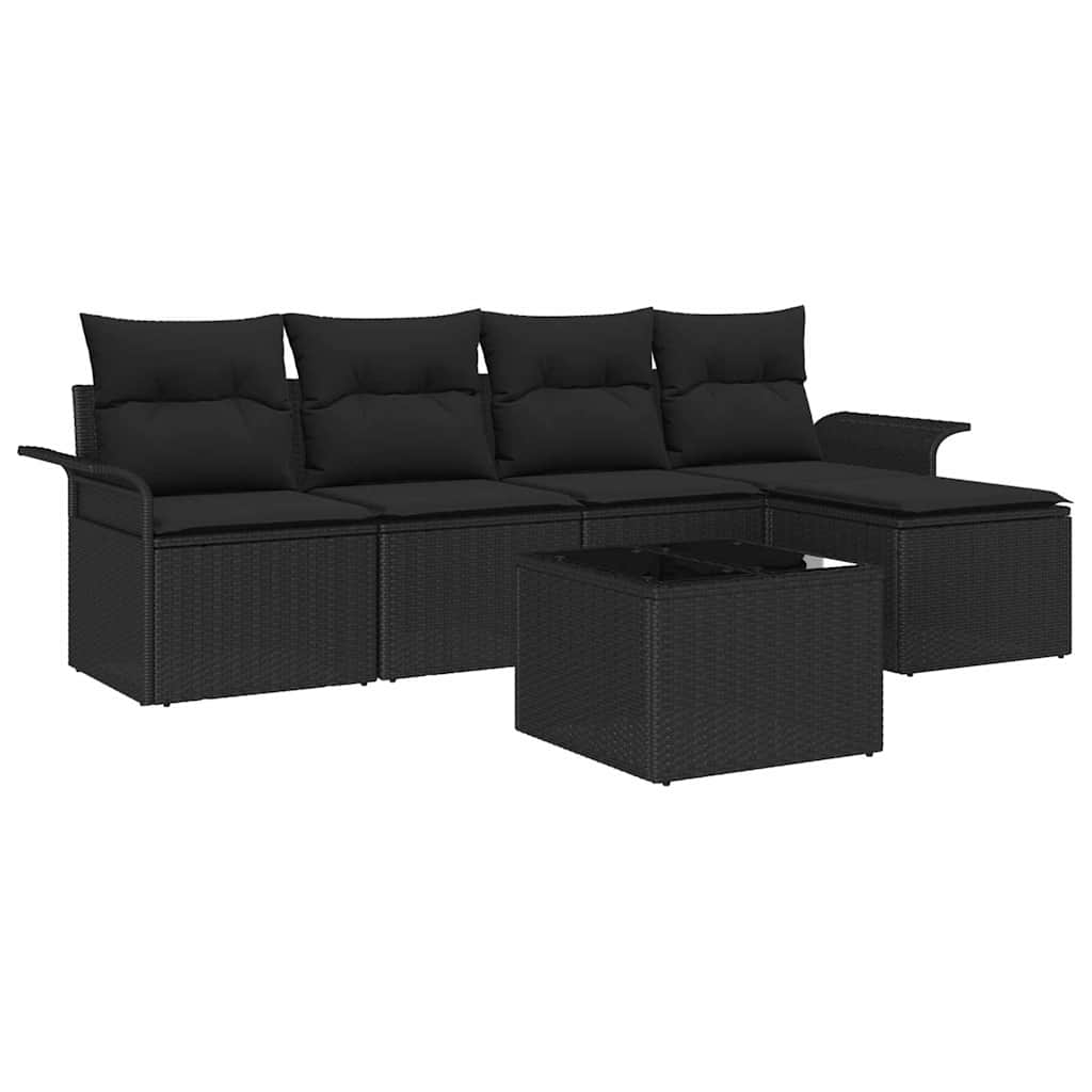 Sjedeća garnitura za vrt 6 kom. Crna poliratan 251 x 117 x 69 cm