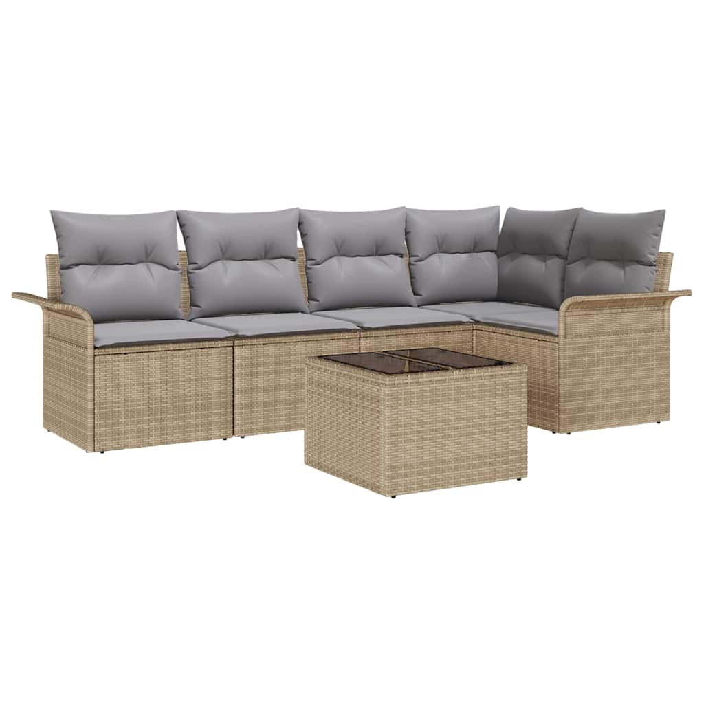Sjedeća garnitura za vrt 6 kom. Bež poliratan 242,5 x 132,5 x 69 cm