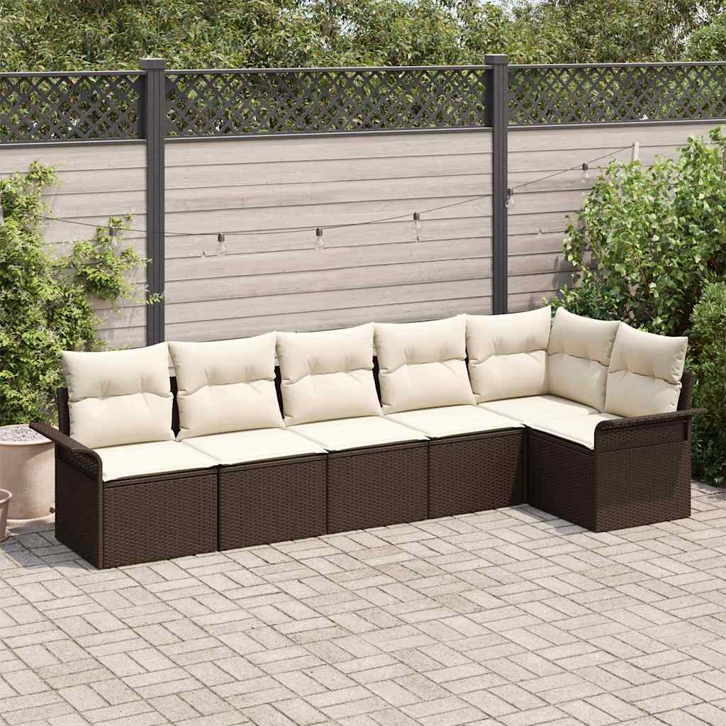 Sjedeća garnitura za vrt 6 kom. Smeđa poliratan 297,5 x 132,5 x 69 cm