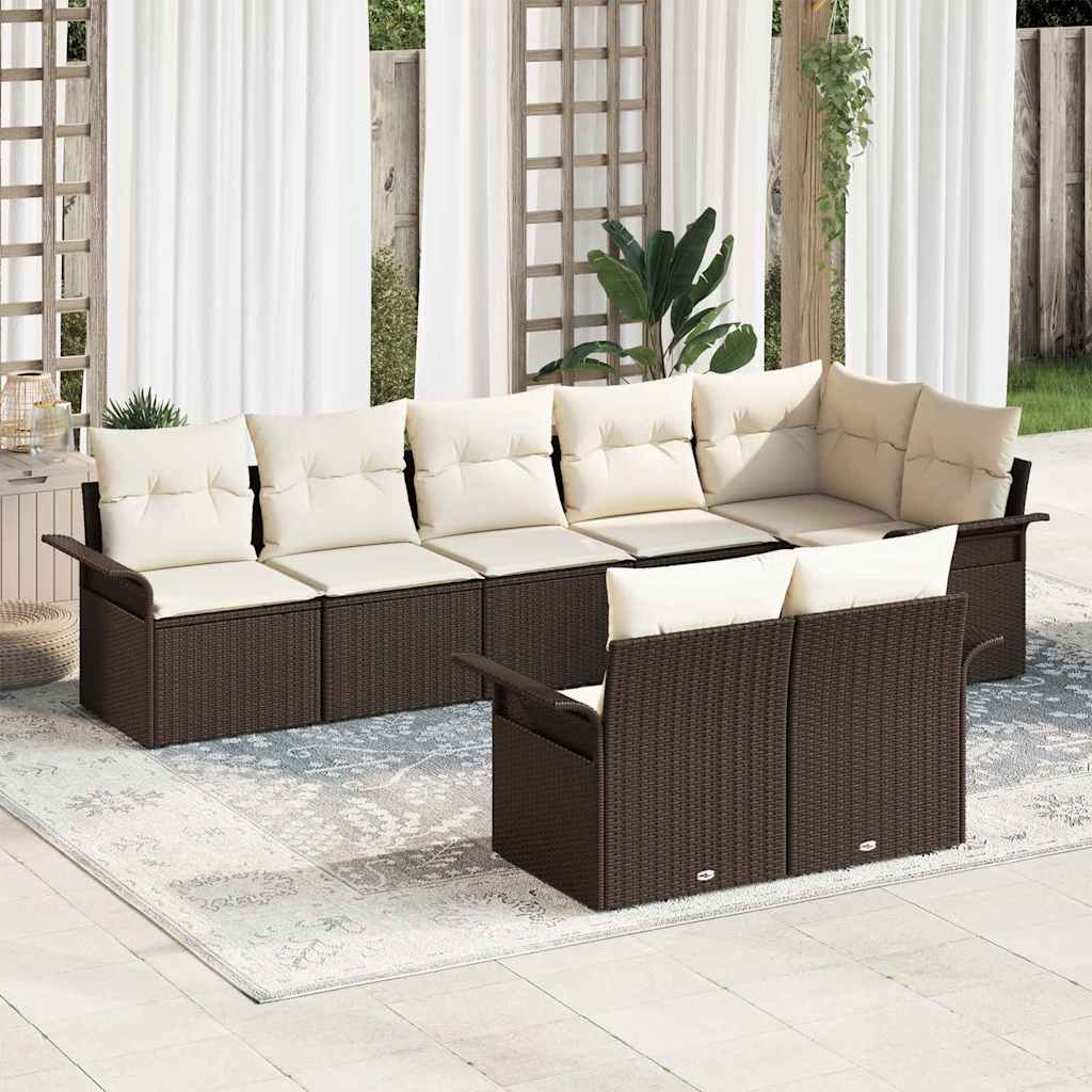 Sjedeća garnitura za vrt s pohranom 8 pcs Smeđa poliratan