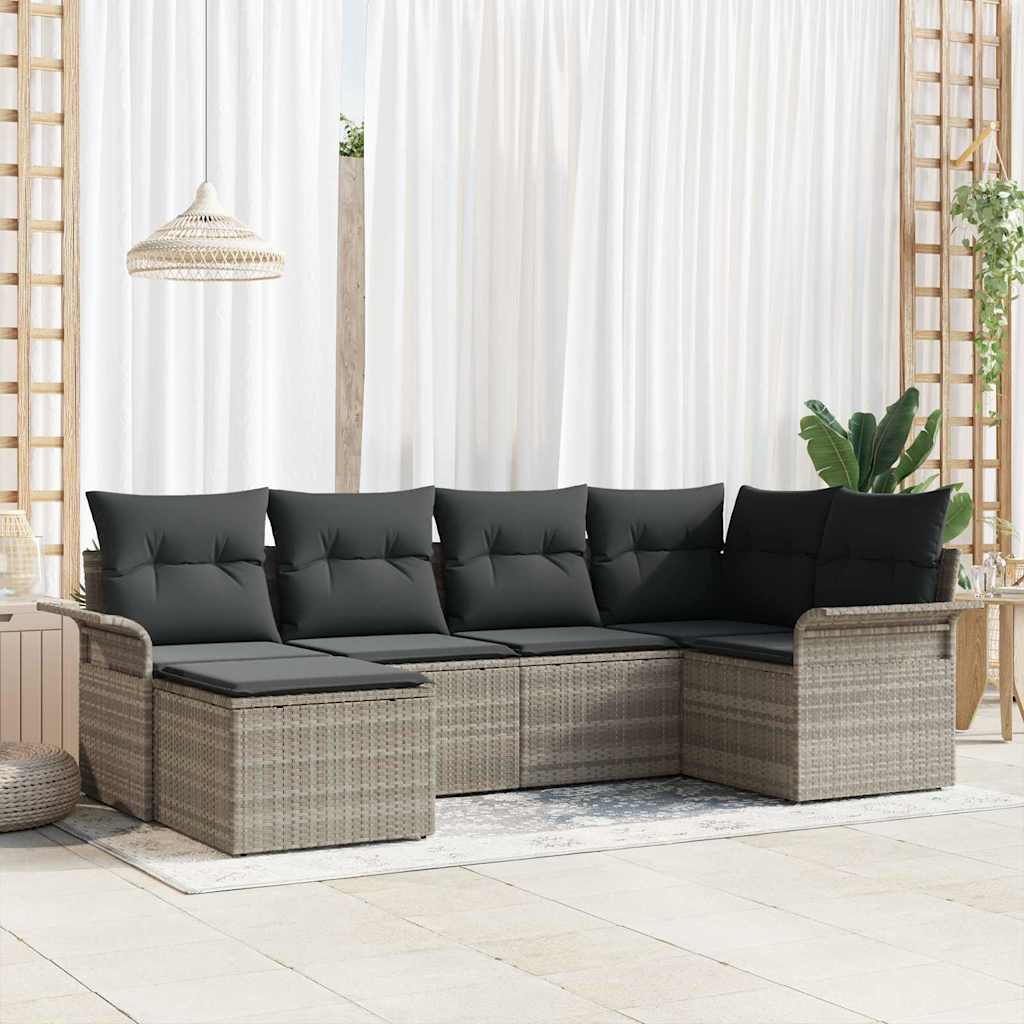 Sjedeća garnitura za vrt 6 kom. Svijetlo siva poliratan 242,5 x 132,5 x 69 cm