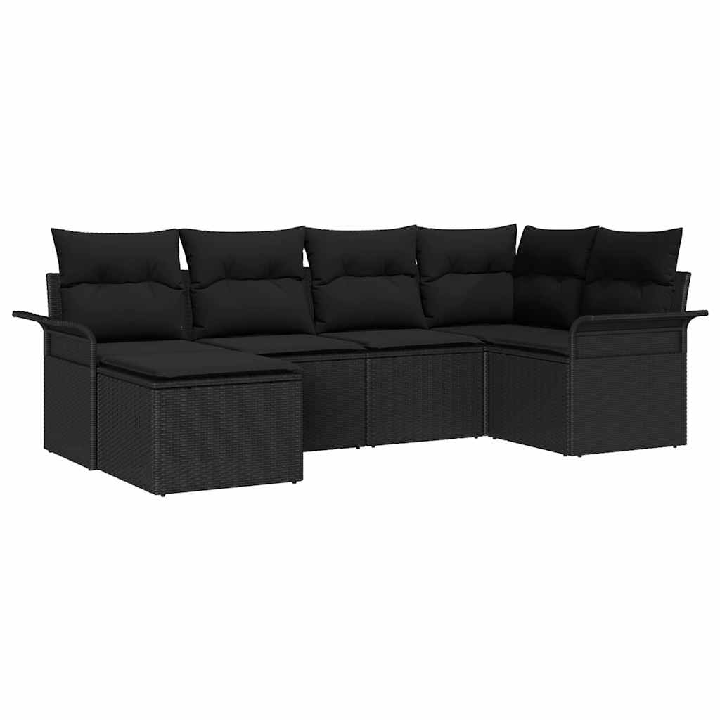 Sjedeća garnitura za vrt 6 kom. Crna poliratan 242,5 x 132,5 x 69 cm