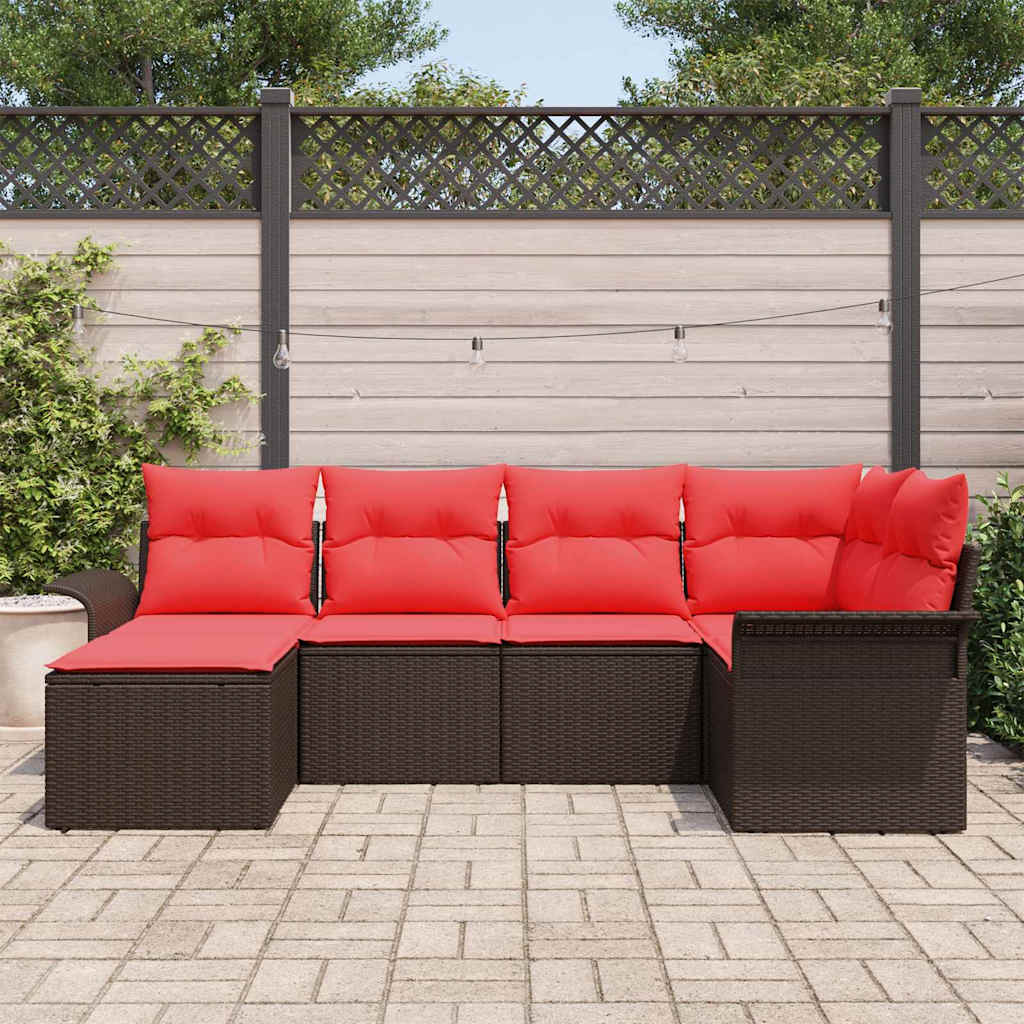 Sjedeća garnitura za vrt 6 kom. Smeđa poliratan 242,5 x 132,5 x 69 cm