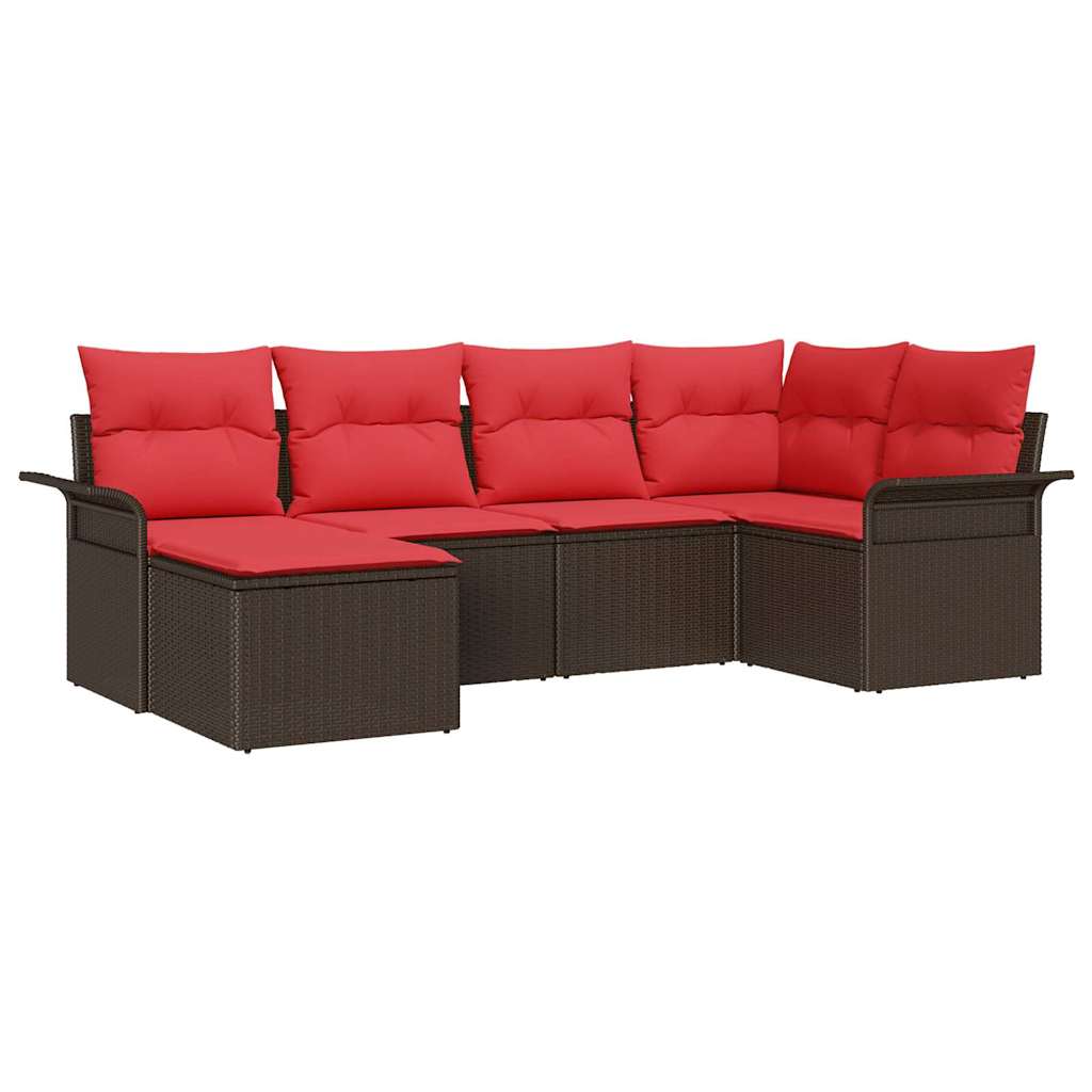 Sjedeća garnitura za vrt 6 kom. Smeđa poliratan 242,5 x 132,5 x 69 cm