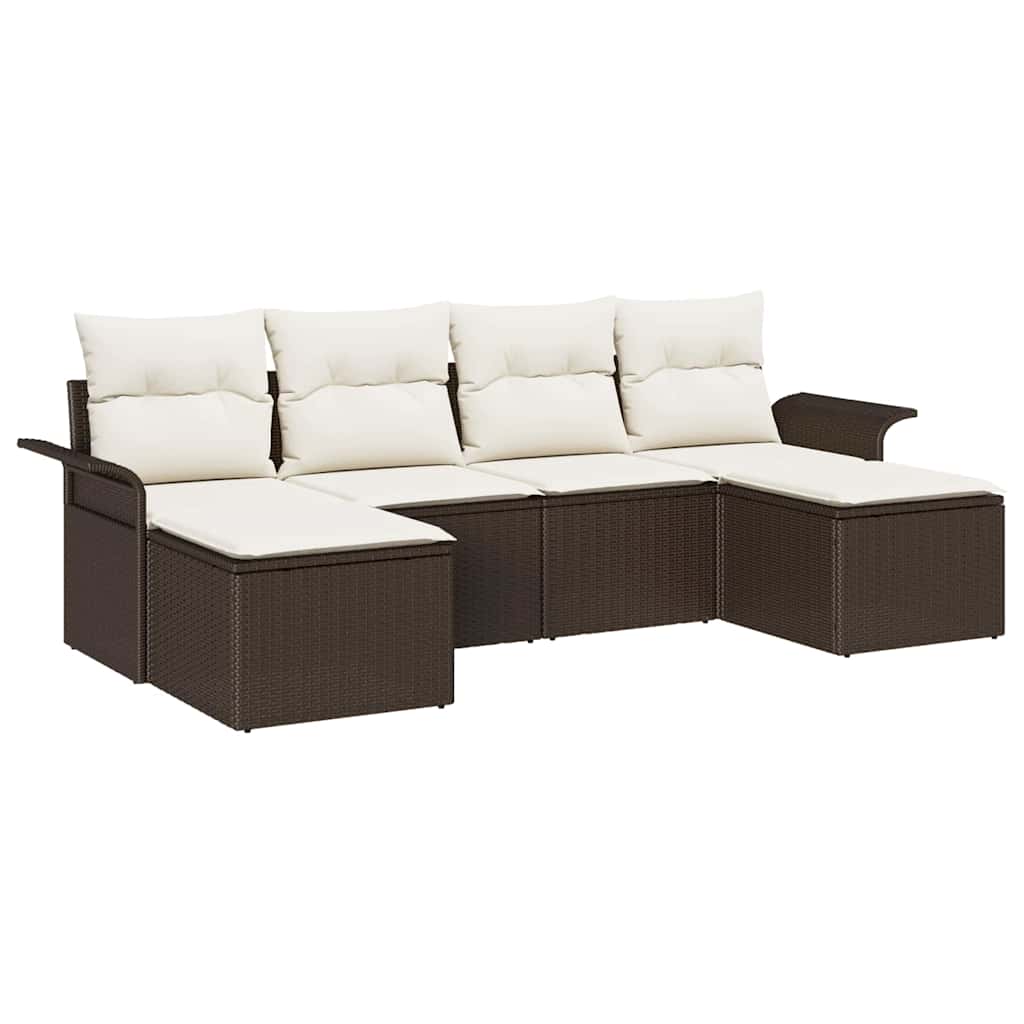 Sjedeća garnitura za vrt s pohranom 6 pcs Smeđa poliratan
