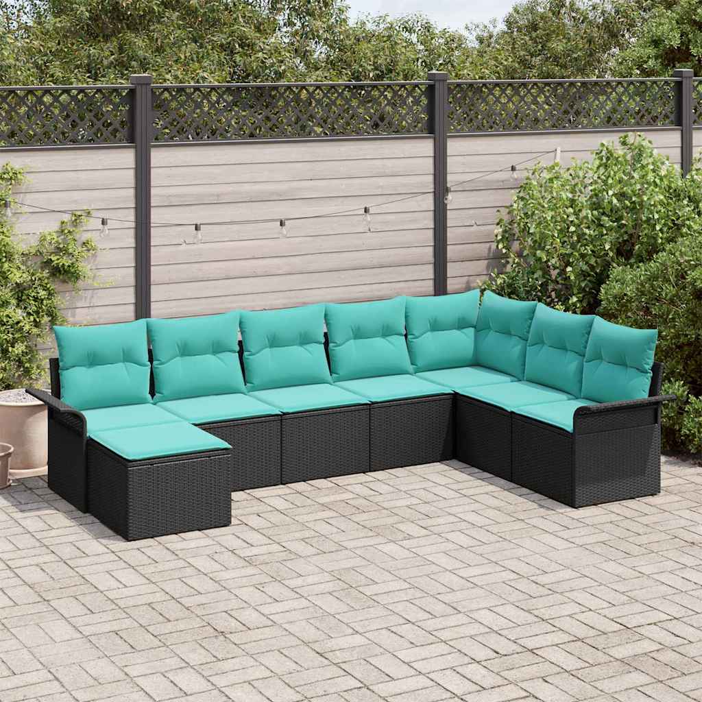 Sjedeća garnitura za vrt 8 kom. Crna Poli ratan 297,5 x 187,5 x 85 cm