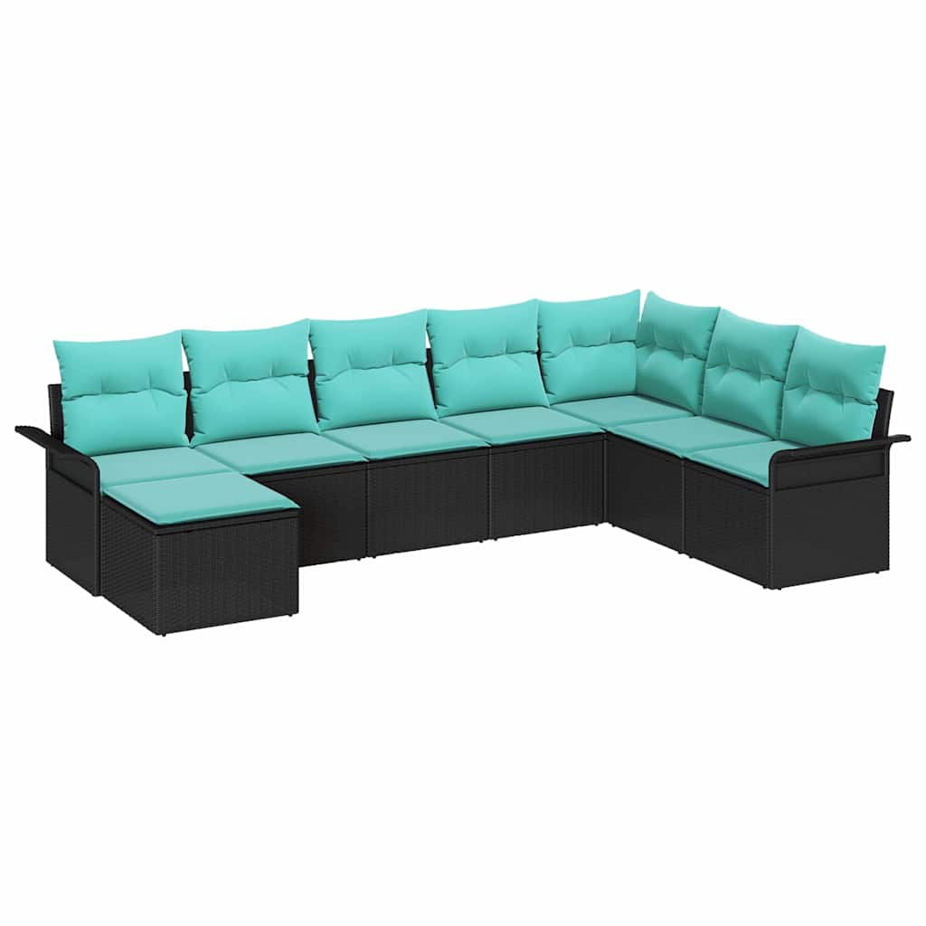 Sjedeća garnitura za vrt 8 kom. Crna Poli ratan 297,5 x 187,5 x 85 cm