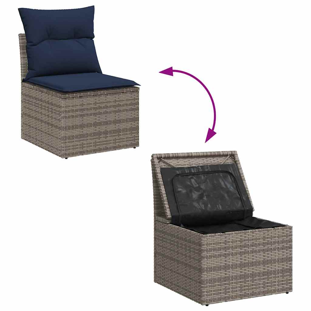 Sjedeća garnitura za vrt s jastukom 9 pcs Siva Poli ratan