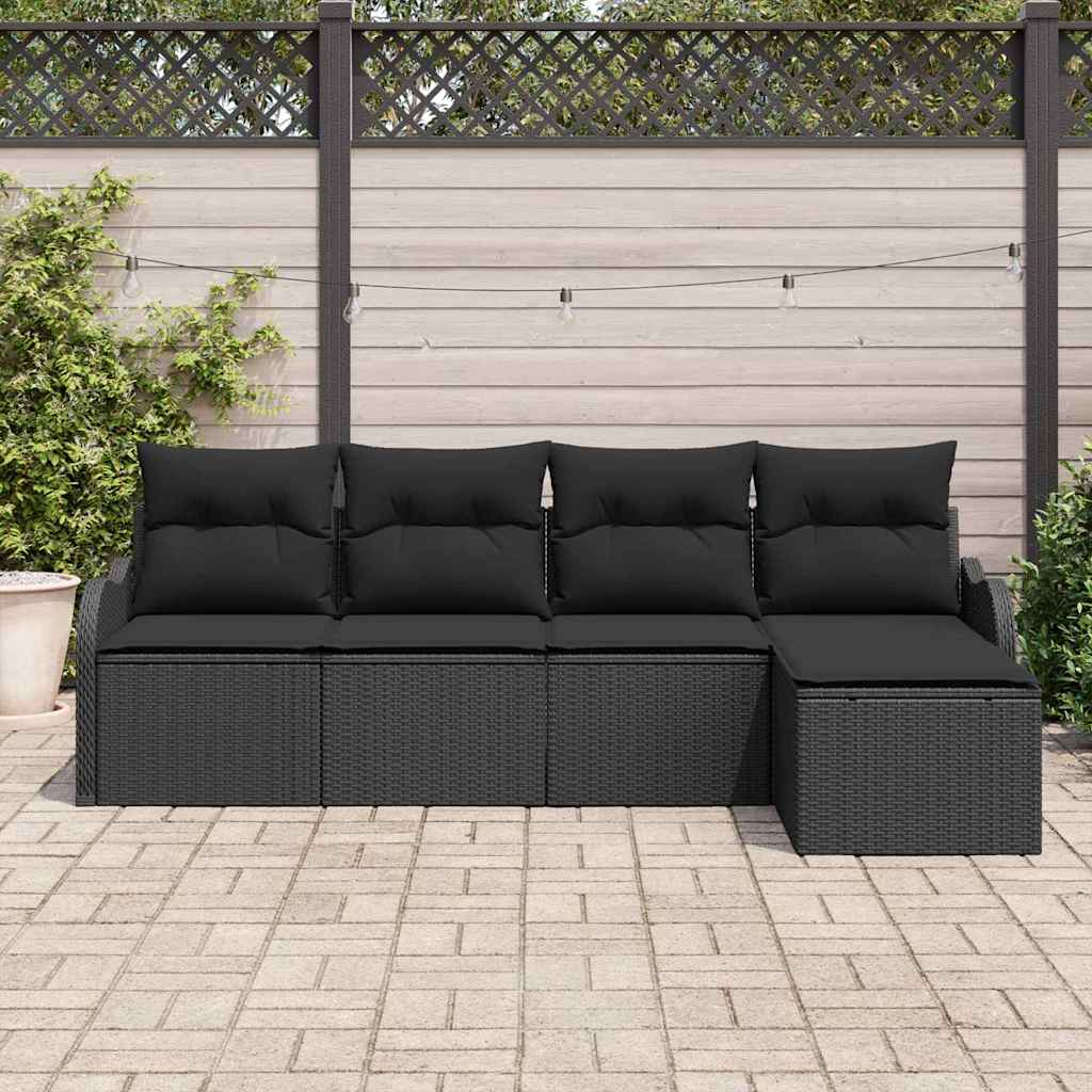 Sjedeća garnitura za vrt s pohranom 5 pcs Crna poliratan