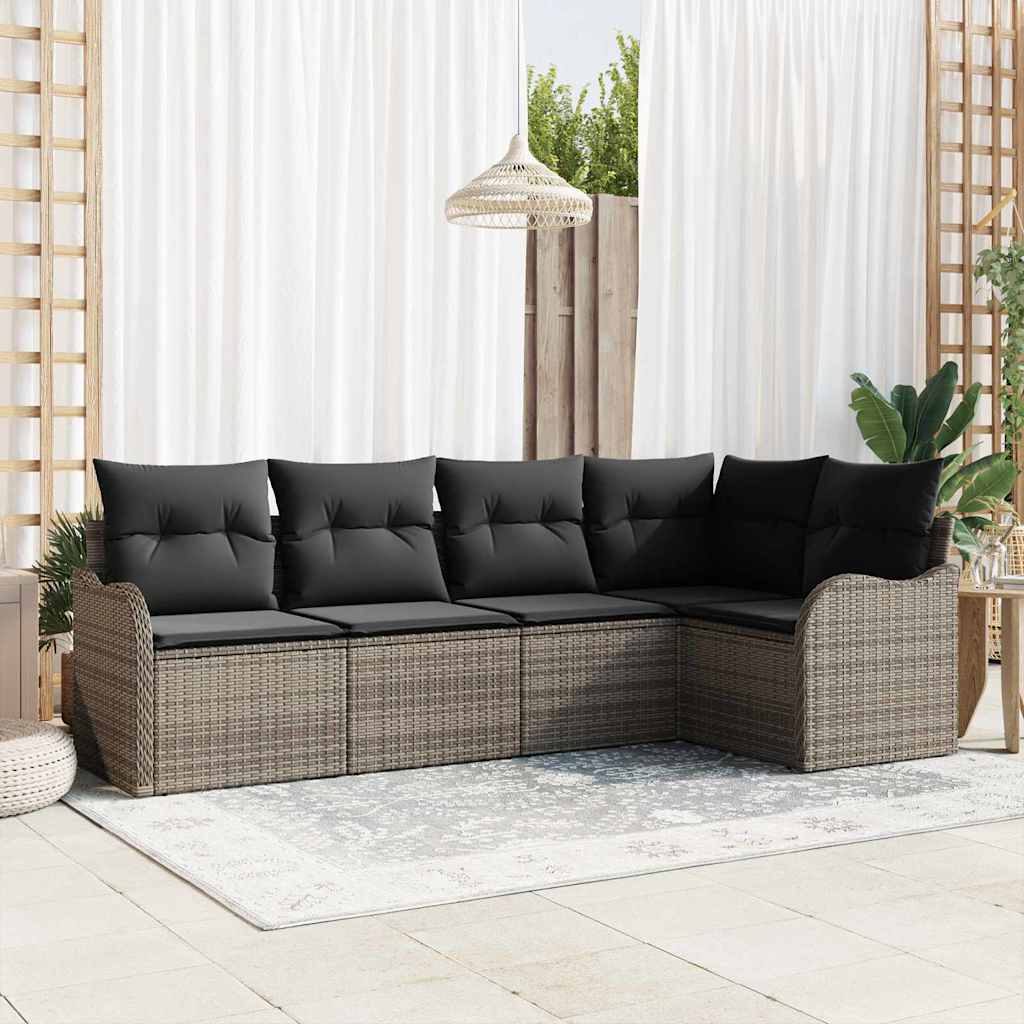 Sjedeća garnitura za vrt 5 kom. Siva poliratan 232,5 x 122,5 x 69 cm