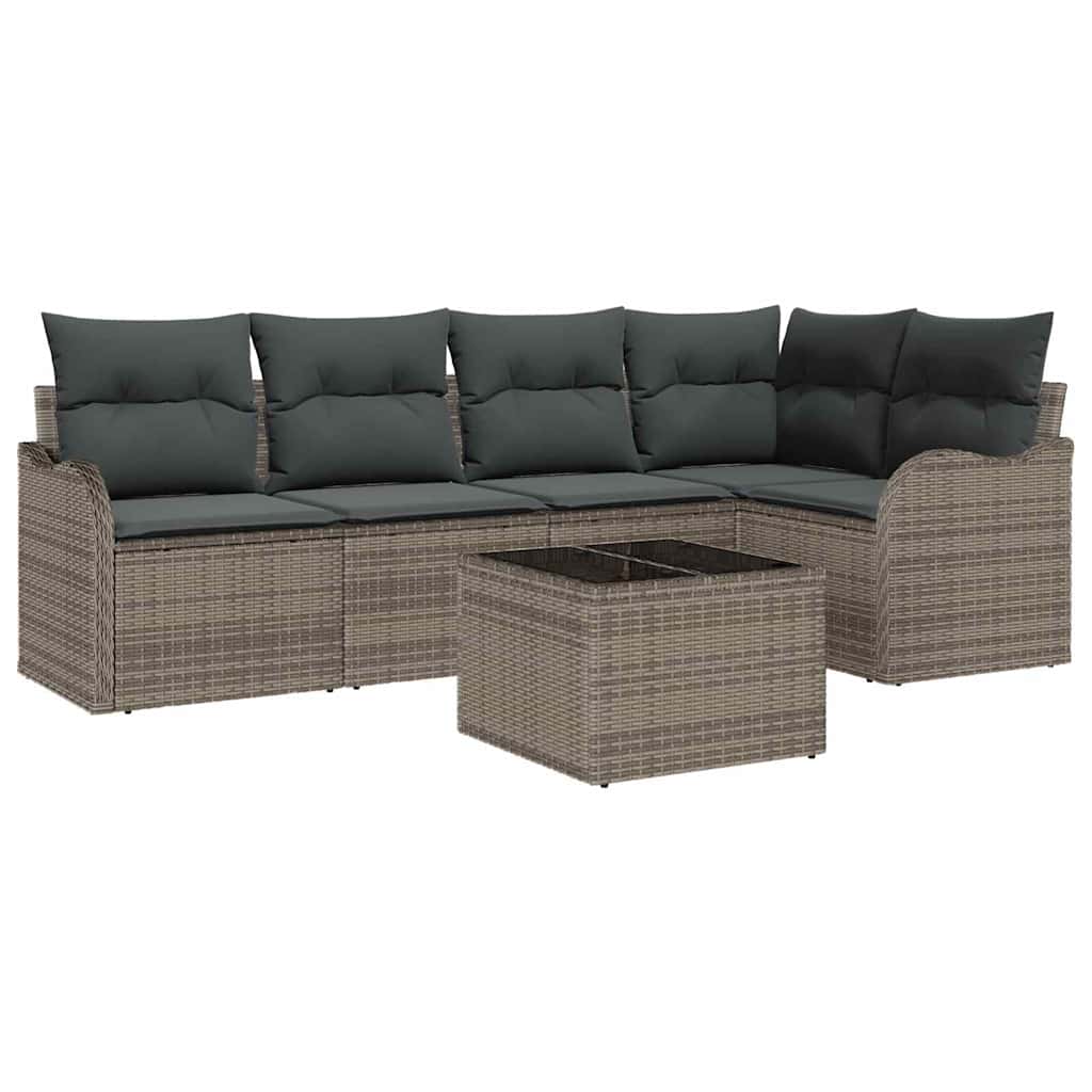 Sjedeća garnitura za vrt 6 kom. Siva poliratan 232,5 x 122,5 x 69 cm