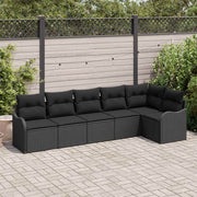 Sjedeća garnitura za vrt 6 kom. Crna poliratan 287,5 x 122,5 x 69 cm
