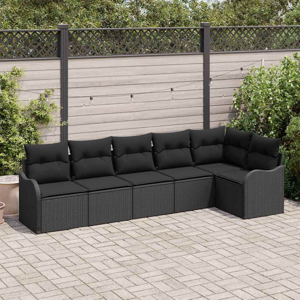 Sjedeća garnitura za vrt 6 kom. Crna poliratan 287,5 x 122,5 x 69 cm