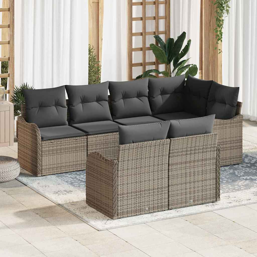 Sjedeća garnitura za vrt 7 kom. Siva Poli ratan 232.5 x 122.5 x 85 cm