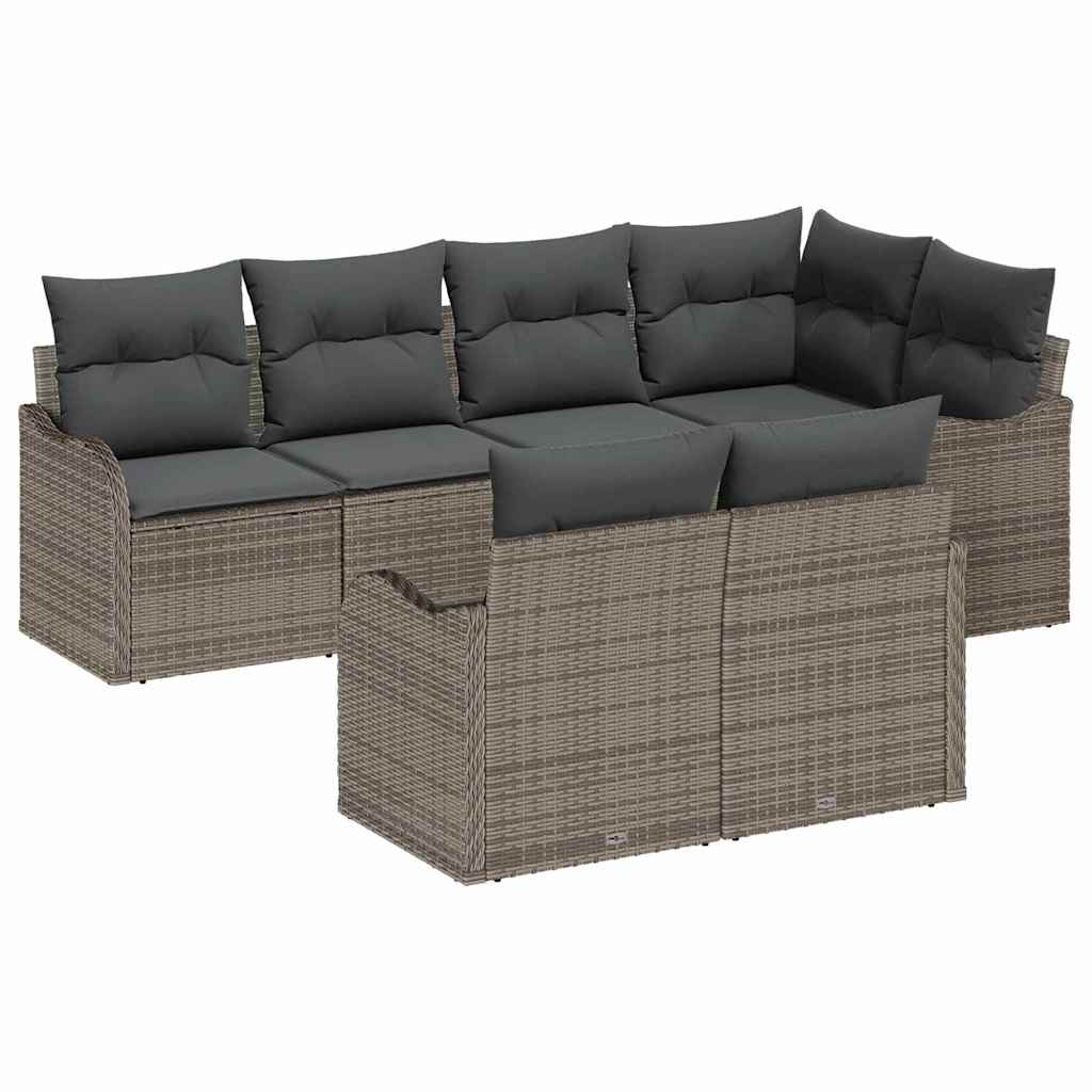 Sjedeća garnitura za vrt 7 kom. Siva Poli ratan 232.5 x 122.5 x 85 cm