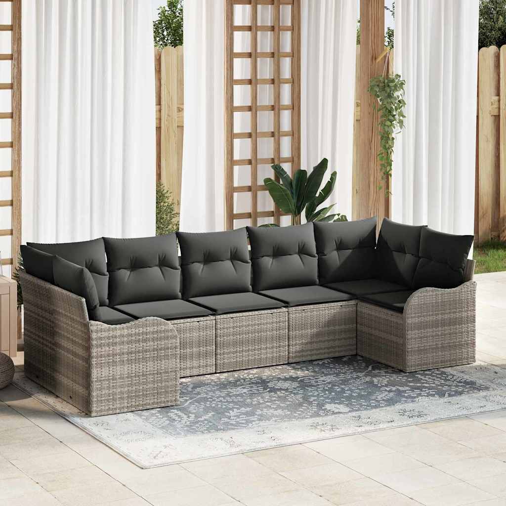 Sjedeća garnitura za vrt 7 kom. Svjetlosiva Poli ratan 121 x 61,5 x 69 cm