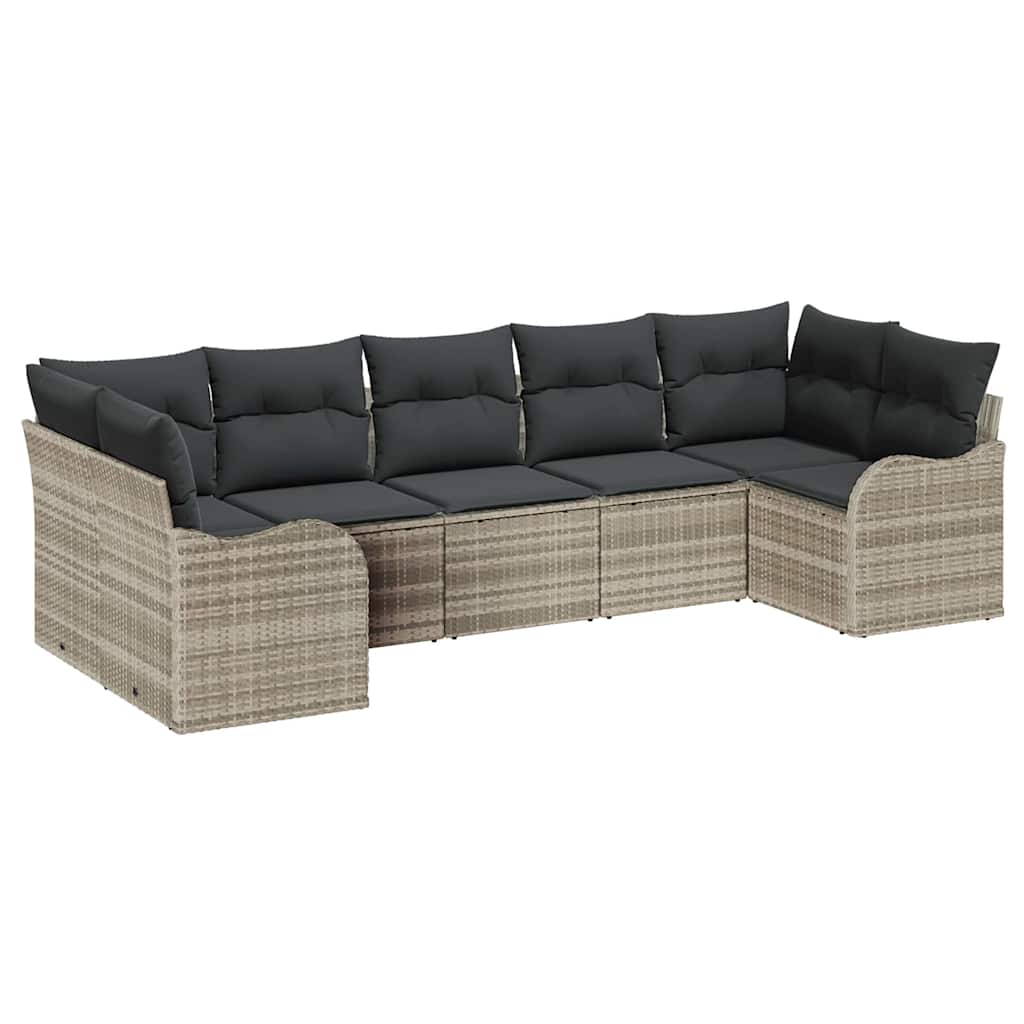 Sjedeća garnitura za vrt 7 kom. Svjetlosiva Poli ratan 121 x 61,5 x 69 cm