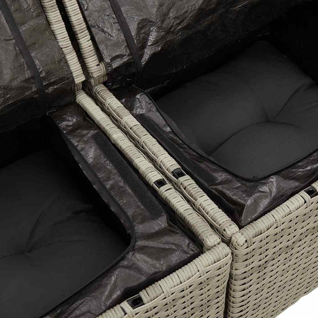 Sjedeća garnitura za vrt s pohranom 9 pcs Svjetlosiva poliratan