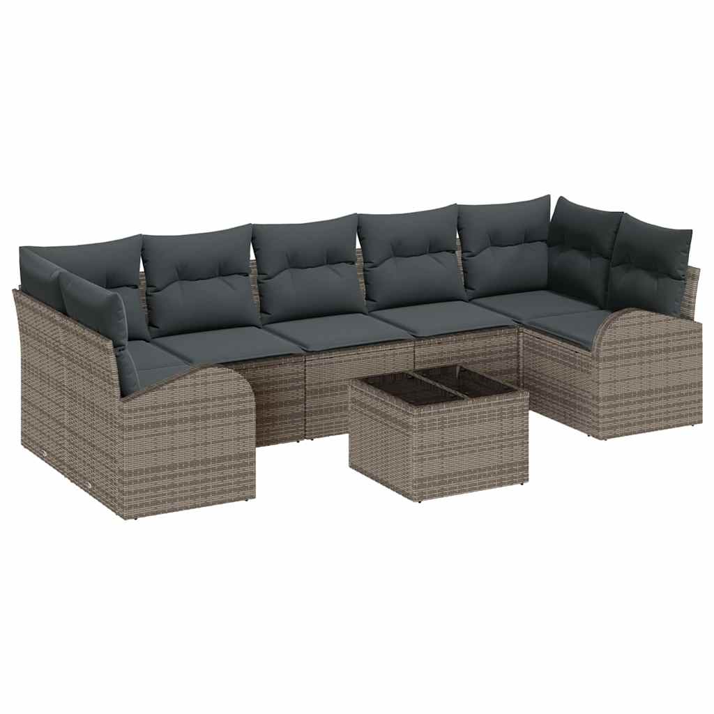 Sjedeća garnitura za vrt 8 pcs Siva 289 x 124 x 69 cm poliratan