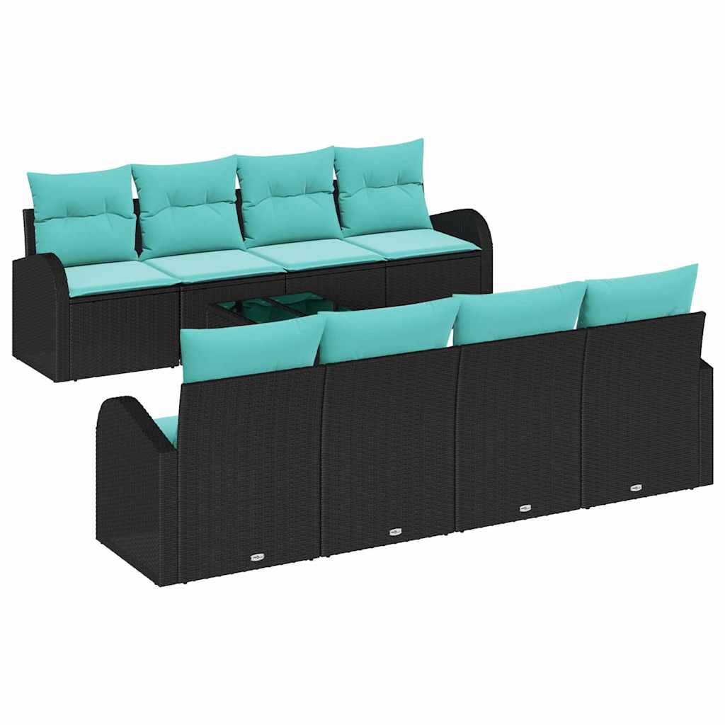 Set sofe s jastukom s pohranom 9 pcs Crna i Tirkizna poliratan