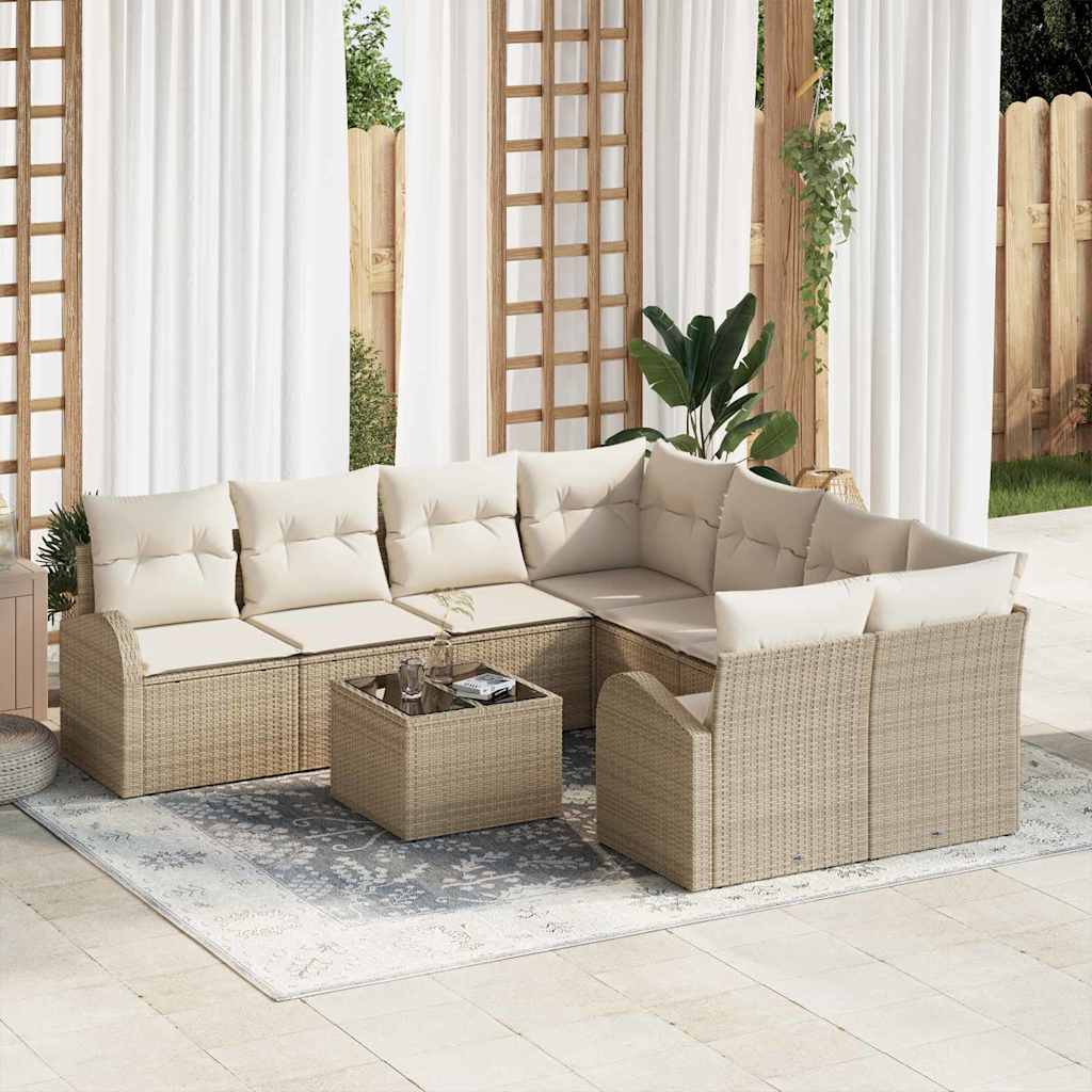 Set sofe 9 kom. 8-Broj sjedala Bež i krema poliratan 234 x 234 x 85 cm