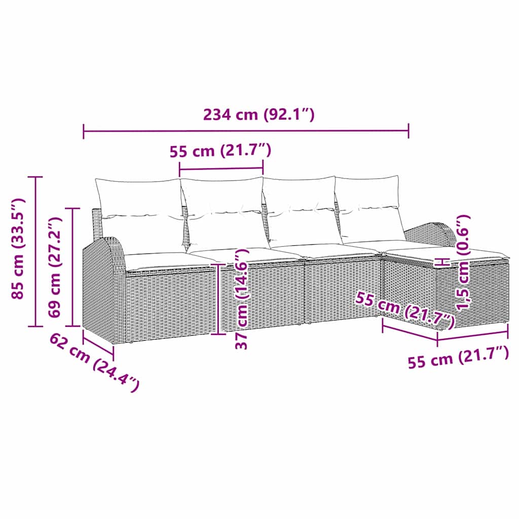Set sofe s jastukom s pohranom 5 pcs Smeđa i bijela poliratan