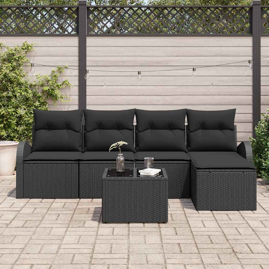 Set sofe s jastukom s pohranom 6 pcs Crna poliratan