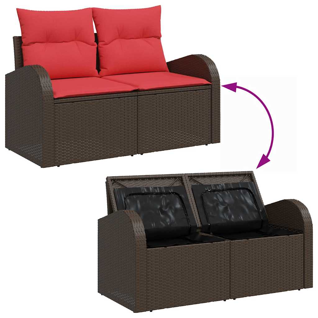 Set sofe s jastukom s pohranom 6 pcs Smeđa i crvena poliratan