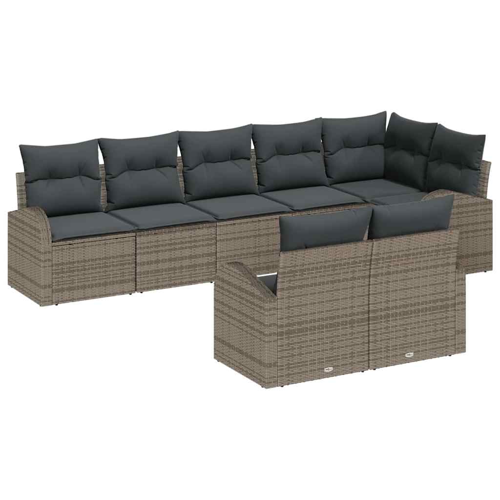 Sjedeća garnitura za vrt 8 kom. Siva poliratan 234 x 124 x 85 cm