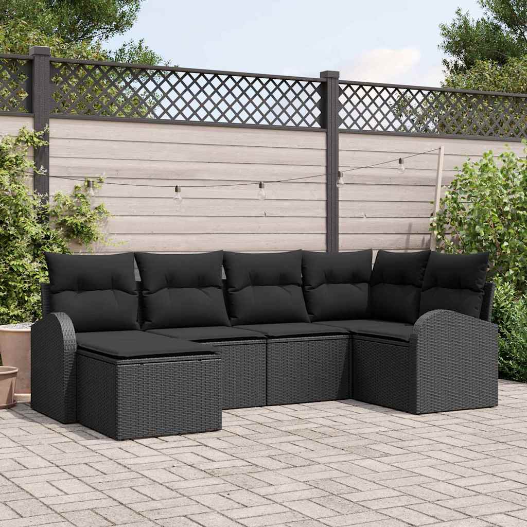 Set sofe s jastukom s pohranom 6 pcs Crna poliratan