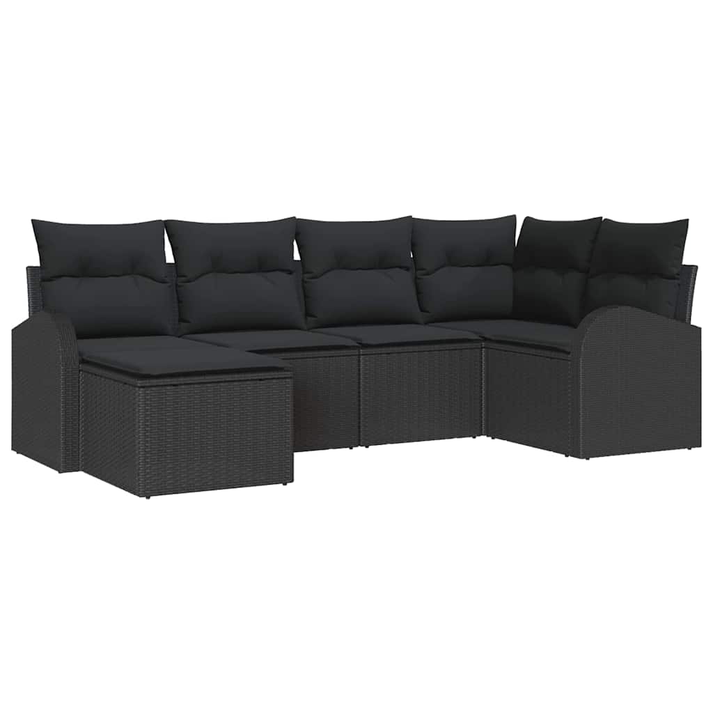 Set sofe s jastukom s pohranom 6 pcs Crna poliratan
