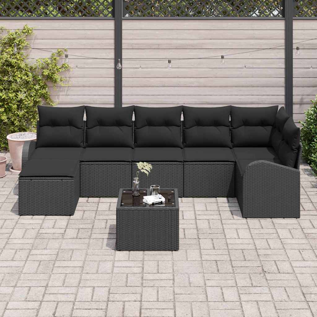Set sofe s jastukom s pohranom 8 pcs Crna poliratan