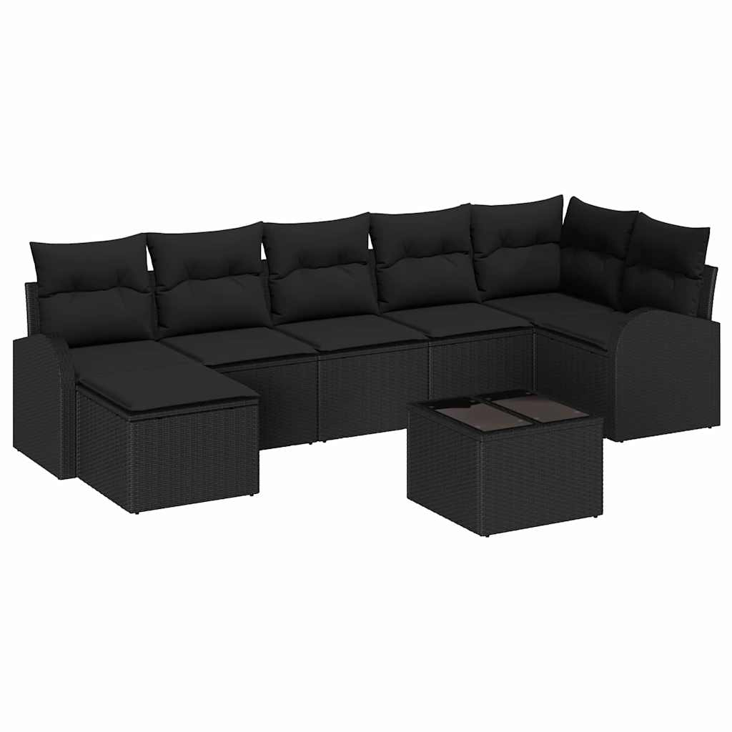 Set sofe s jastukom s pohranom 8 pcs Crna poliratan