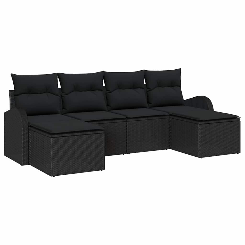 Set sofe s jastukom s pohranom 6 pcs Crna poliratan