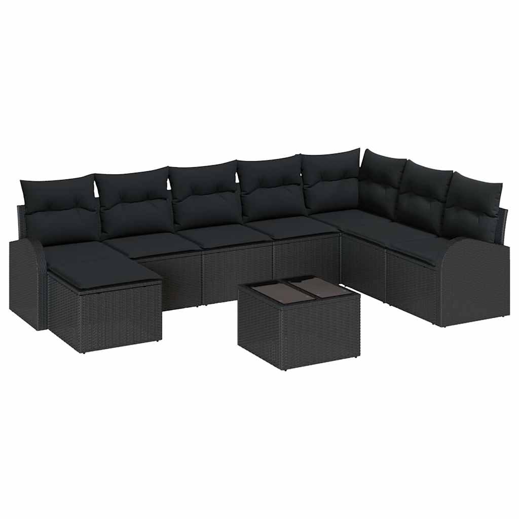 Set sofe s jastukom s pohranom 9 pcs Crna poliratan