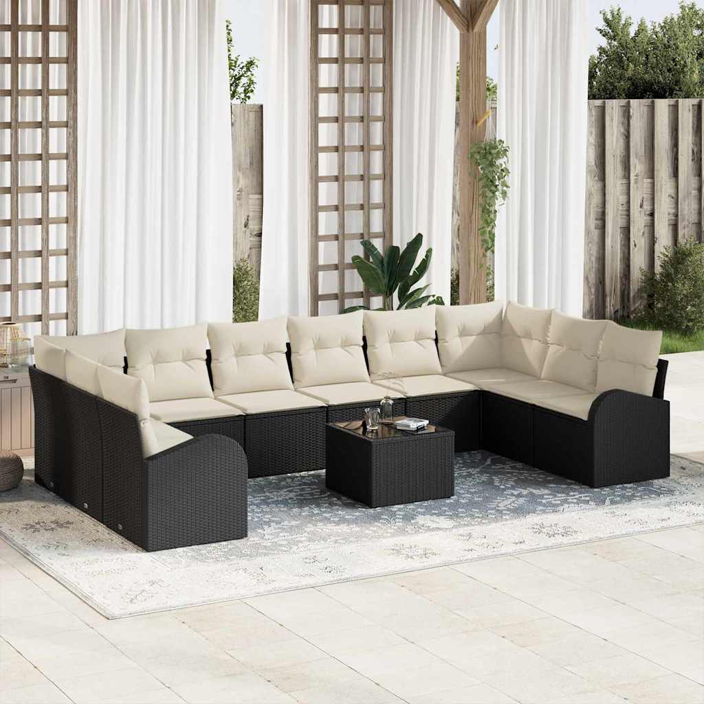 Sjedeća garnitura za vrt 11 pcs Smeđa i krem poliratan