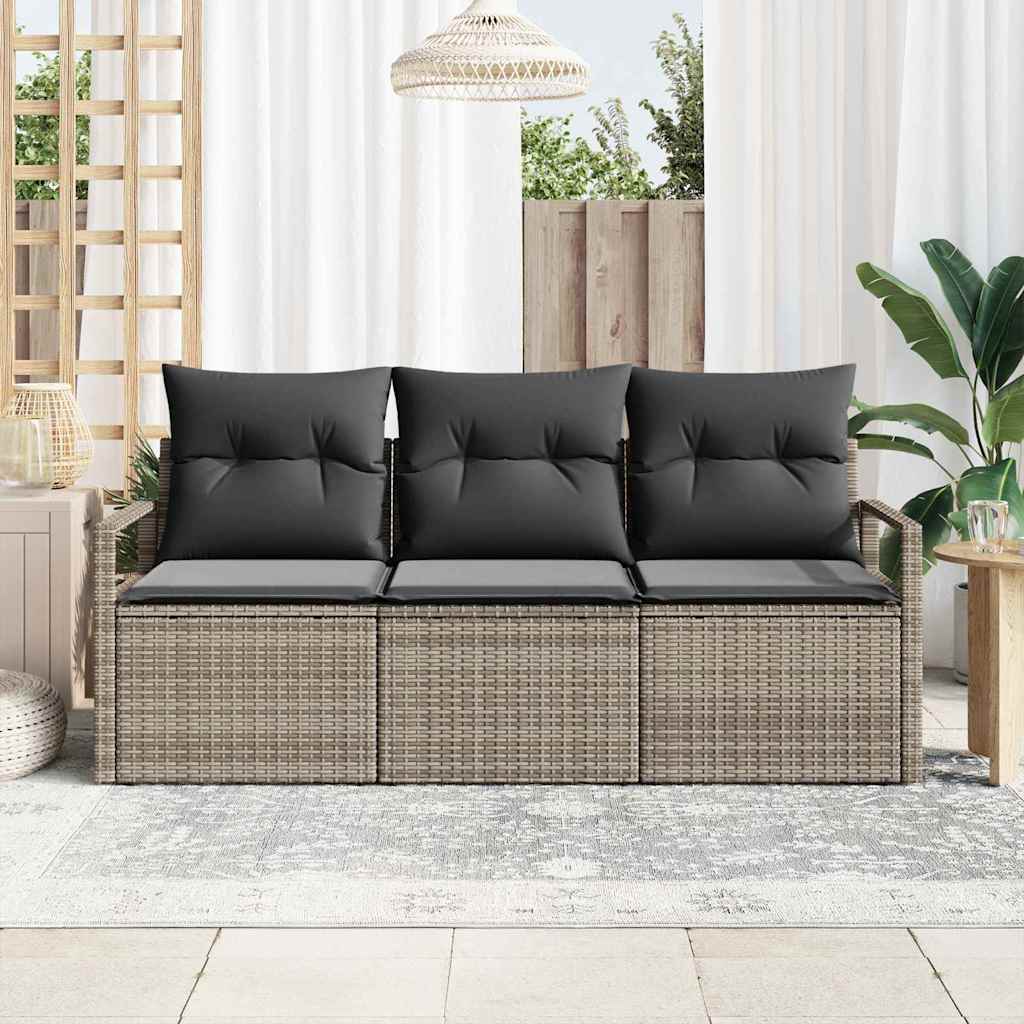 Sjedeća garnitura za vrt s jastukom 3 pcs Siva poliratan