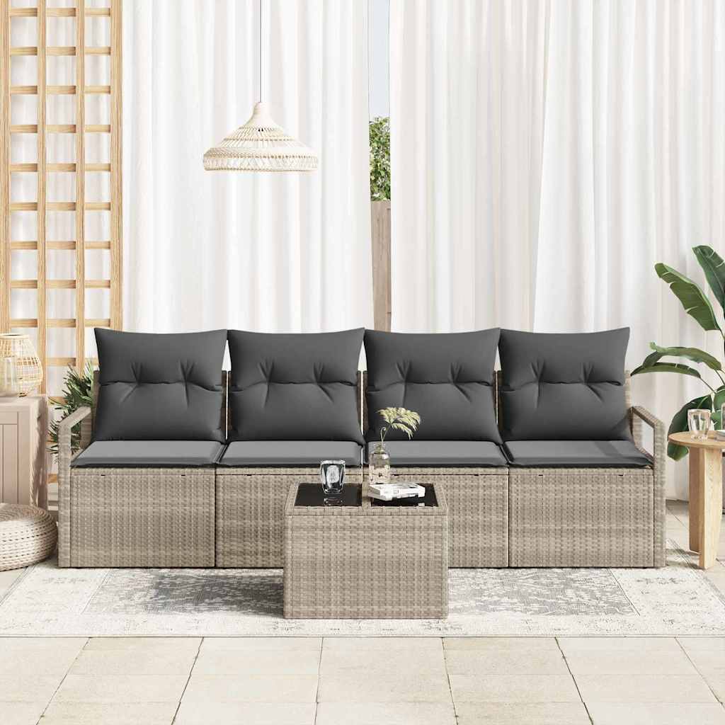 Set sofe s jastukom 5 pcs Svijetlo siva i tamno siva poliratan